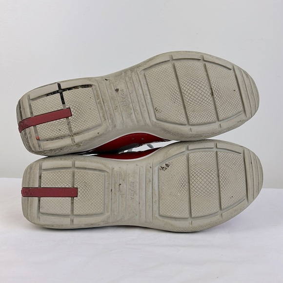 Patent leather and technical fabric Prada America's Cup sneakers Size 11 Red - Picture 9 of 11